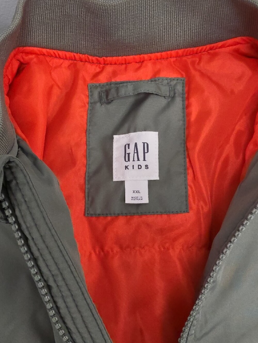 GAP Olive Green Bomber Jacket with Orange Interior - Picture 2 of 6